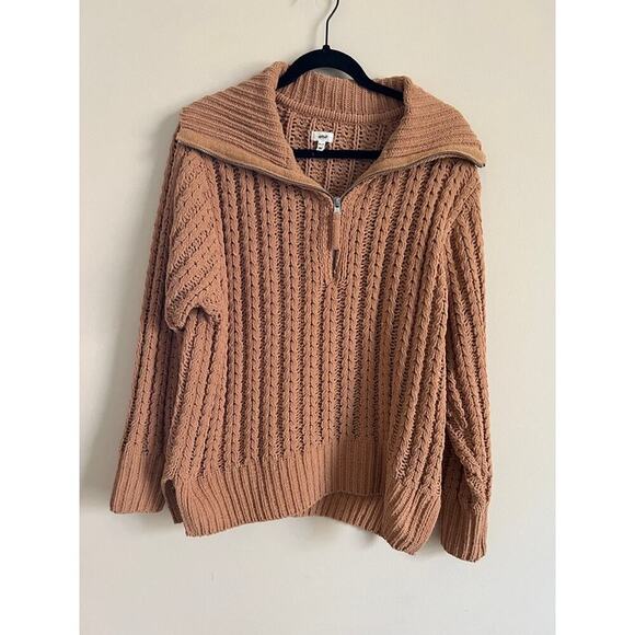 aerie Sweaters - Aerie Knit Tan Quarter Zip
